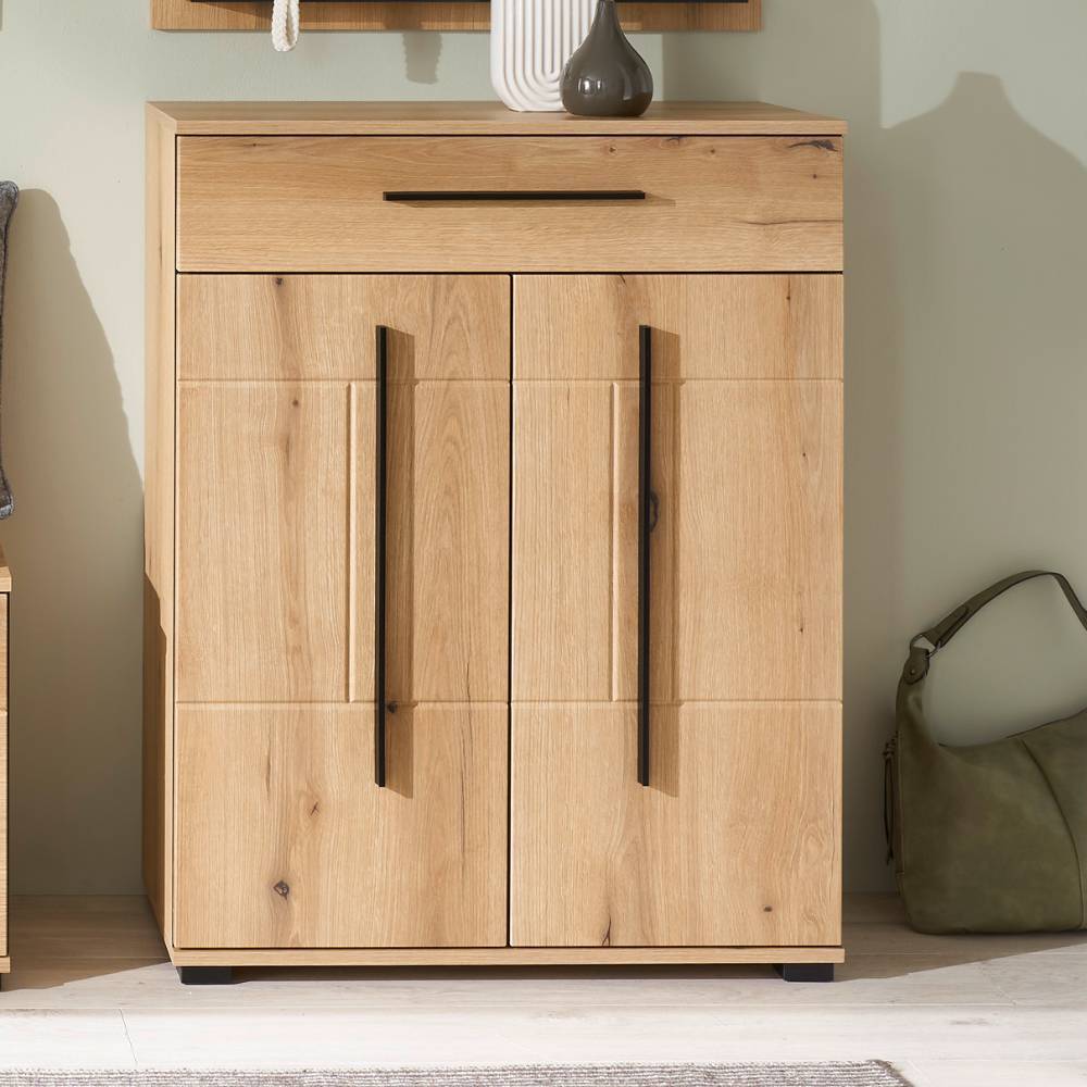 Garderobe Nemphia in Eichefarben inklusive Sitzpolster Auflage (fünfteilig)