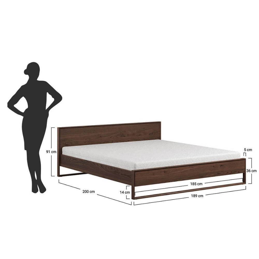 Doppelbett Hedisca aus Eiche Massivholz in Dunkelbraun