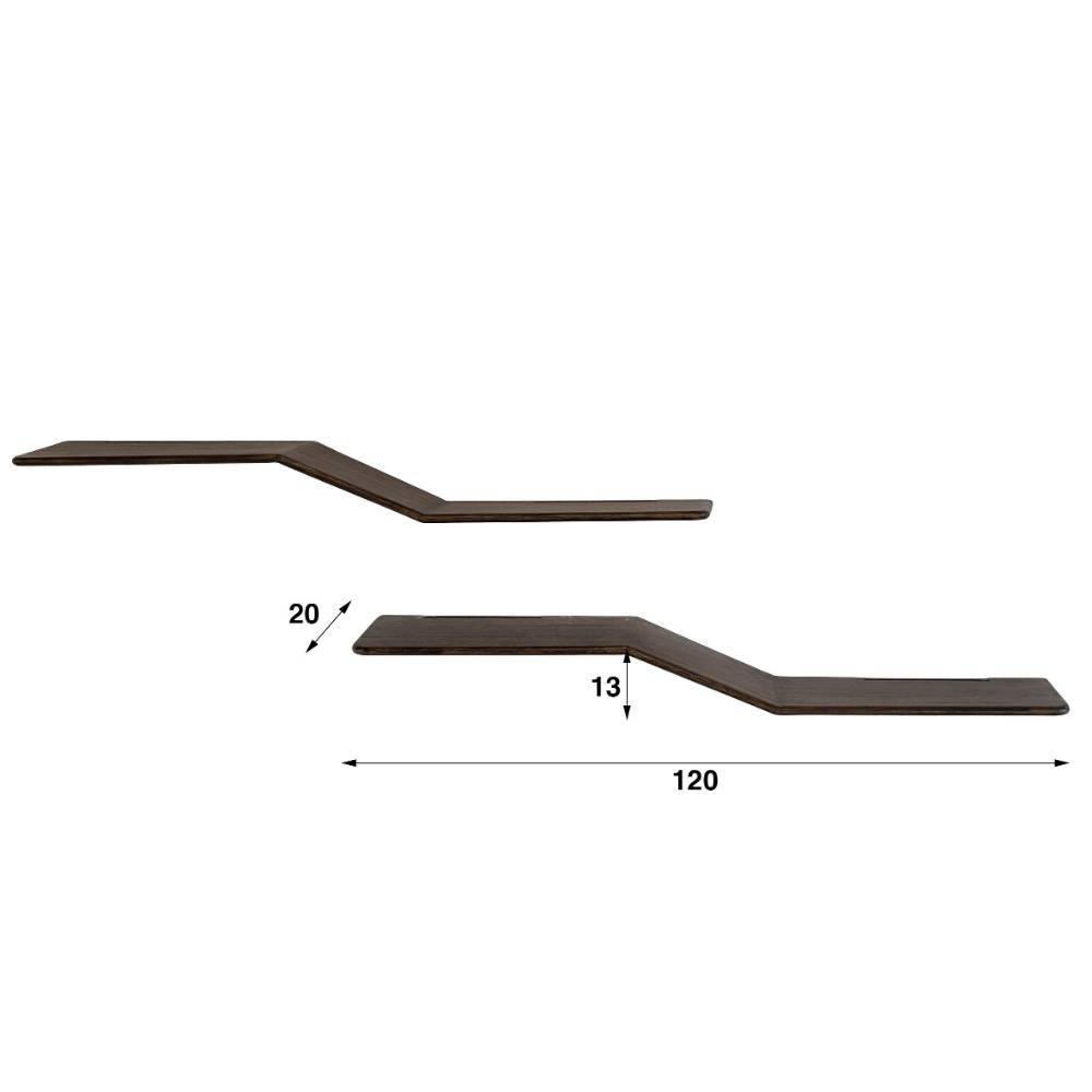 Wandboards Figureras aus Teak Massivholz in Z Form (2er Set)