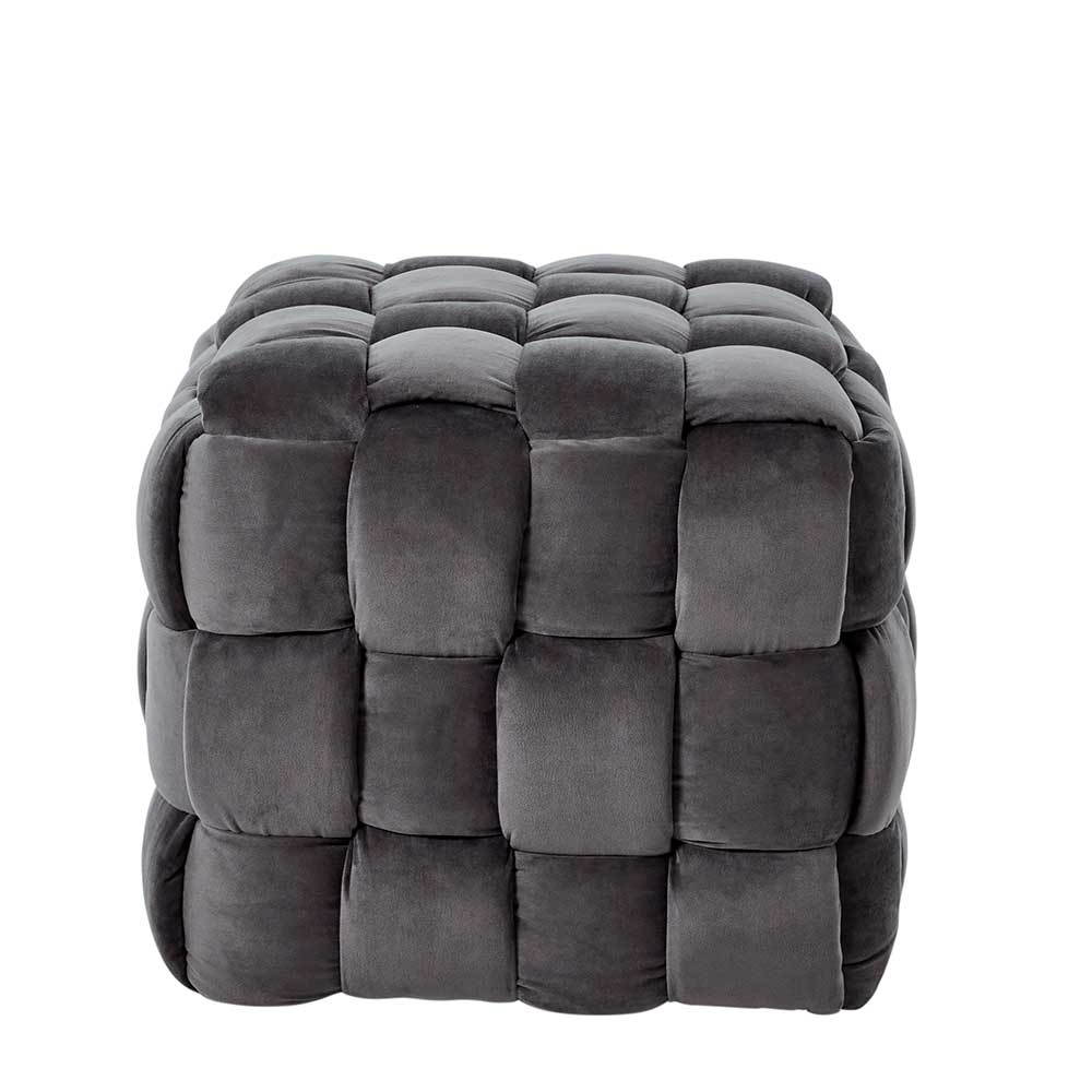 Sitzhocker Veracruz aus Samt in quadratischer Form