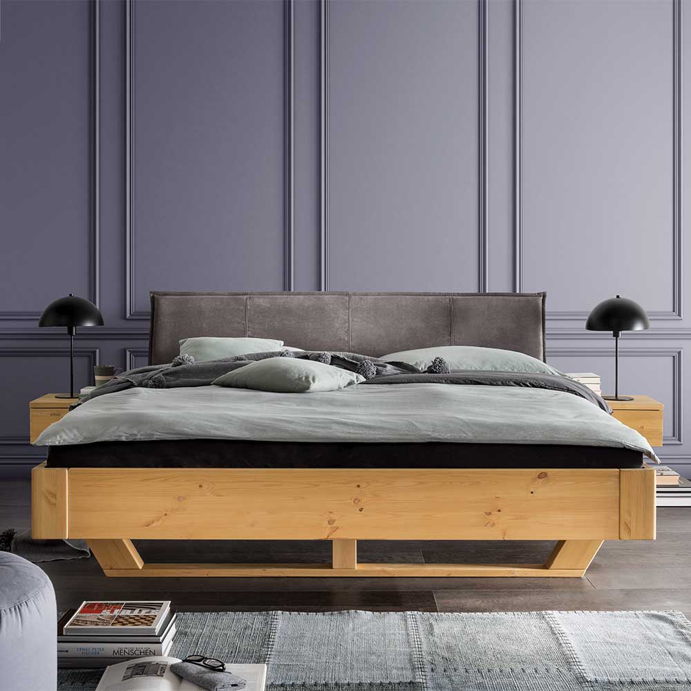 Doppelbett Costian aus Kiefer Massivholz mit Kufengestell aus Holz