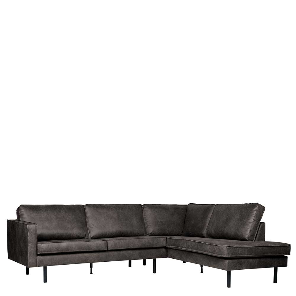 Eckgarnitur Lonzavez in Schwarz Kunstleder modern