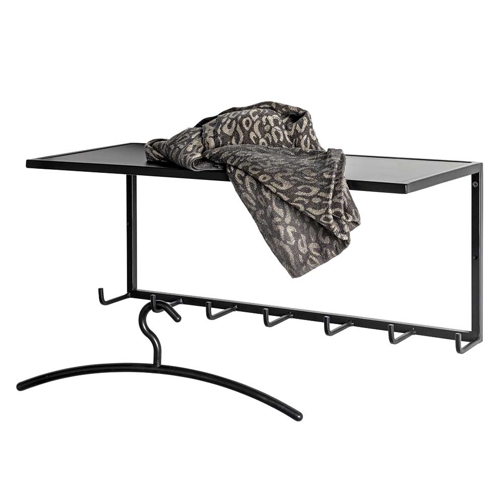 Metallgarderobe Filouras in Schwarz mit Hutablage und 7 Haken