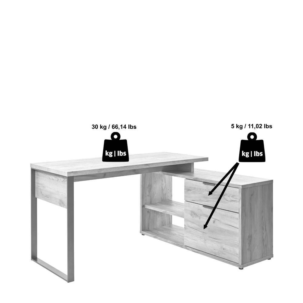 Büroschreibtisch Venbuca mit Seitenregalen in Kerneichefarben