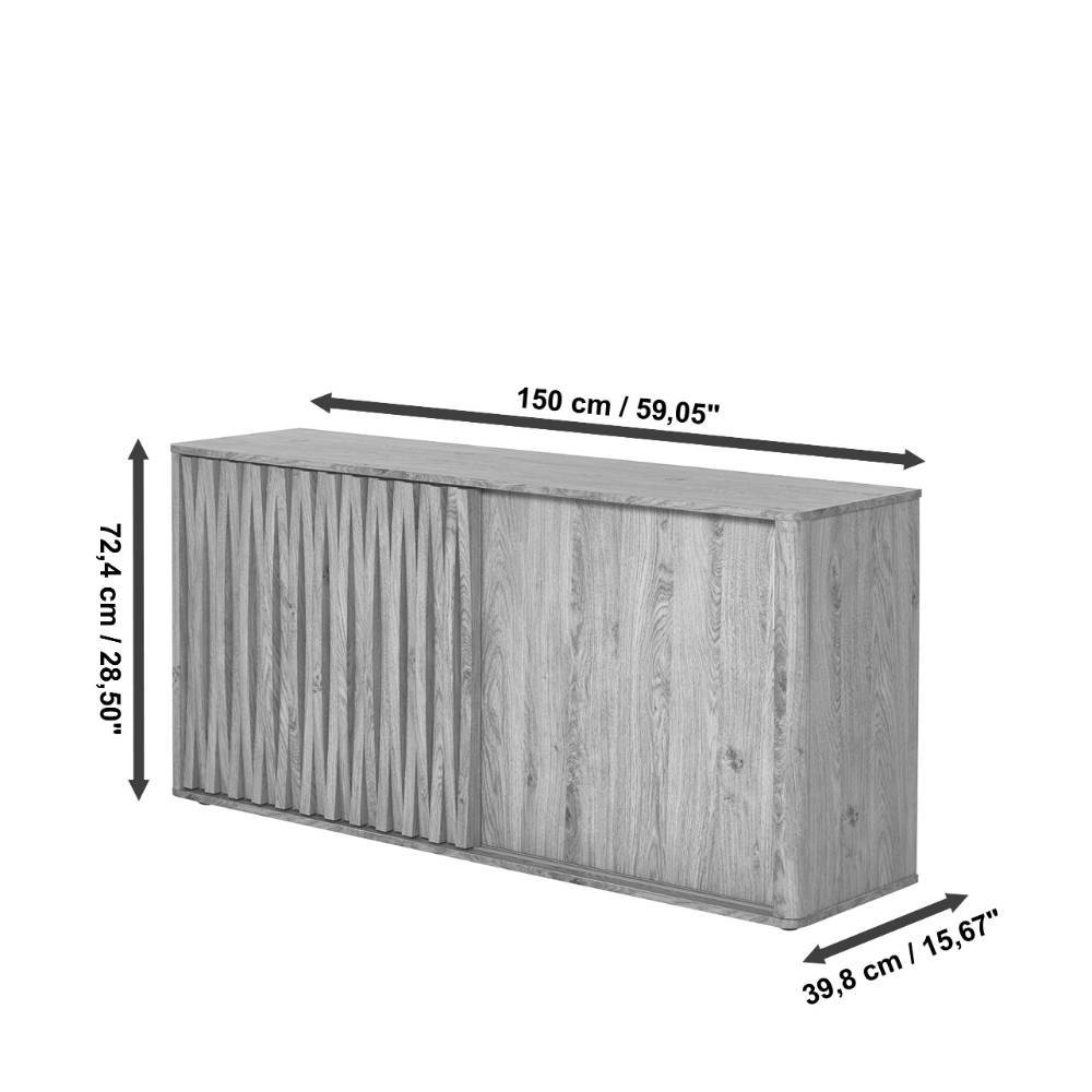 Sideboard Mosca mit Schiebetüren in Eichefarben