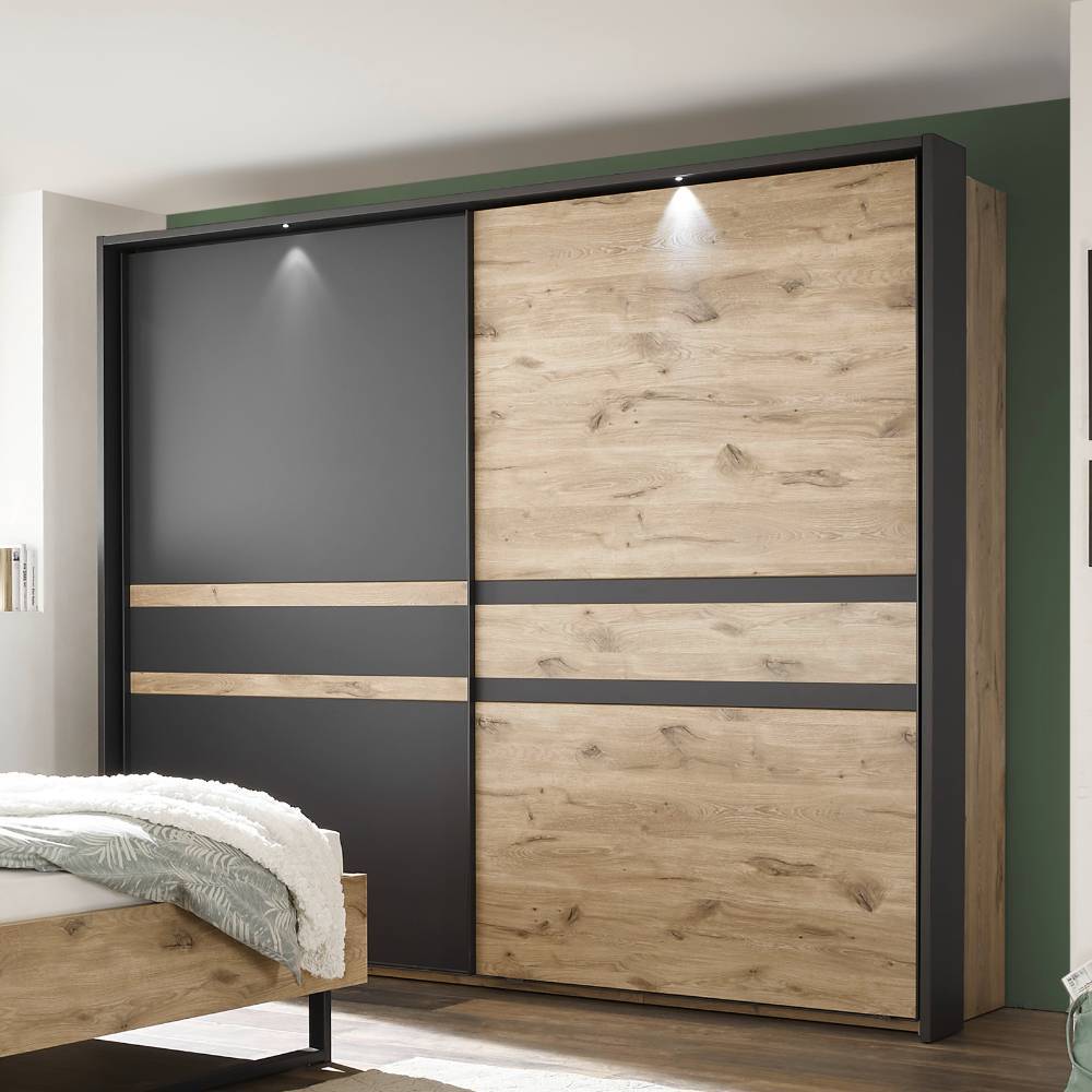 Kleiderschrank Schiebetüren Annika in modernem Design 60 cm tief