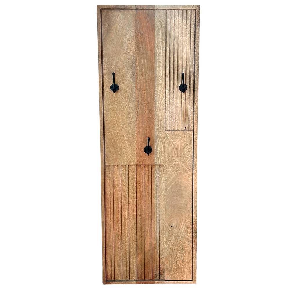 Garderobenpaneel Diaria für die Wandmontage in Mangoholz Naturfarben