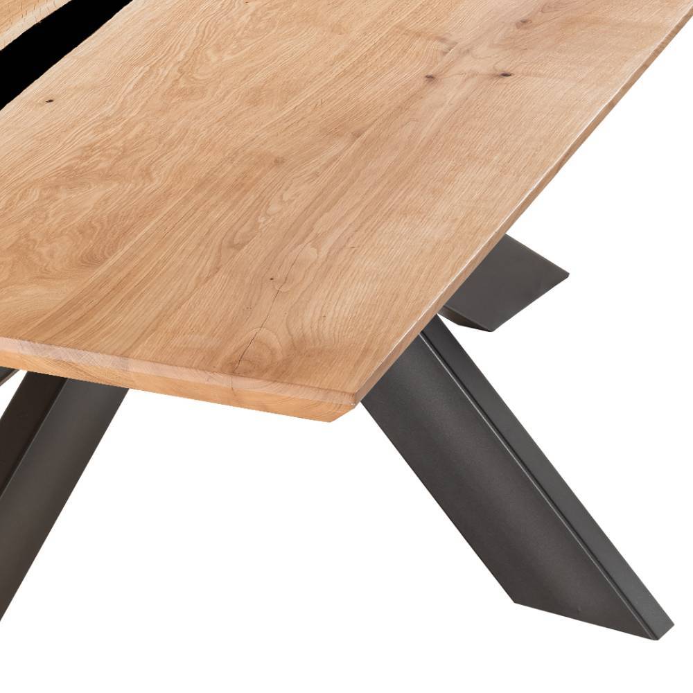 Tisch Esszimmer Jailus aus Wildeiche Massivholz und Metall