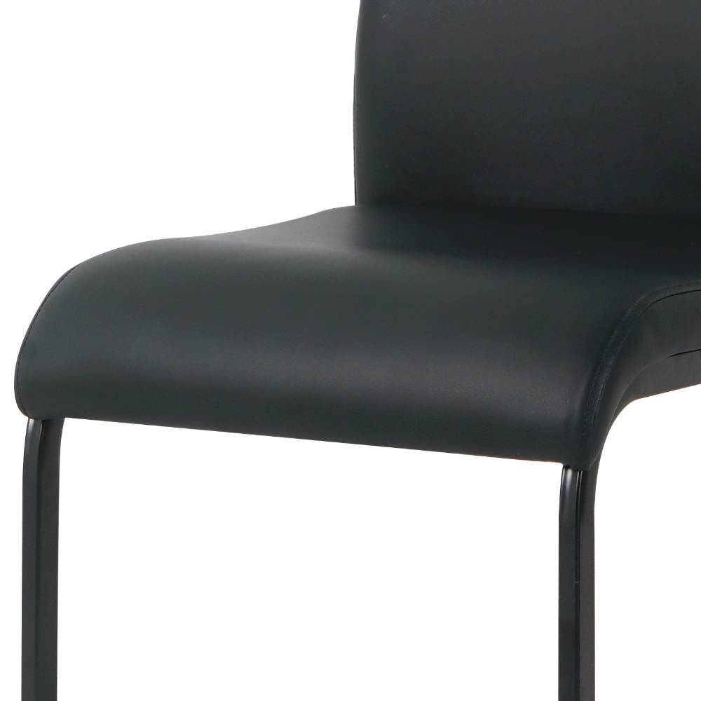 Freischwinger Stuhl Fagnetta in Schwarz aus Kunstleder (2er Set)