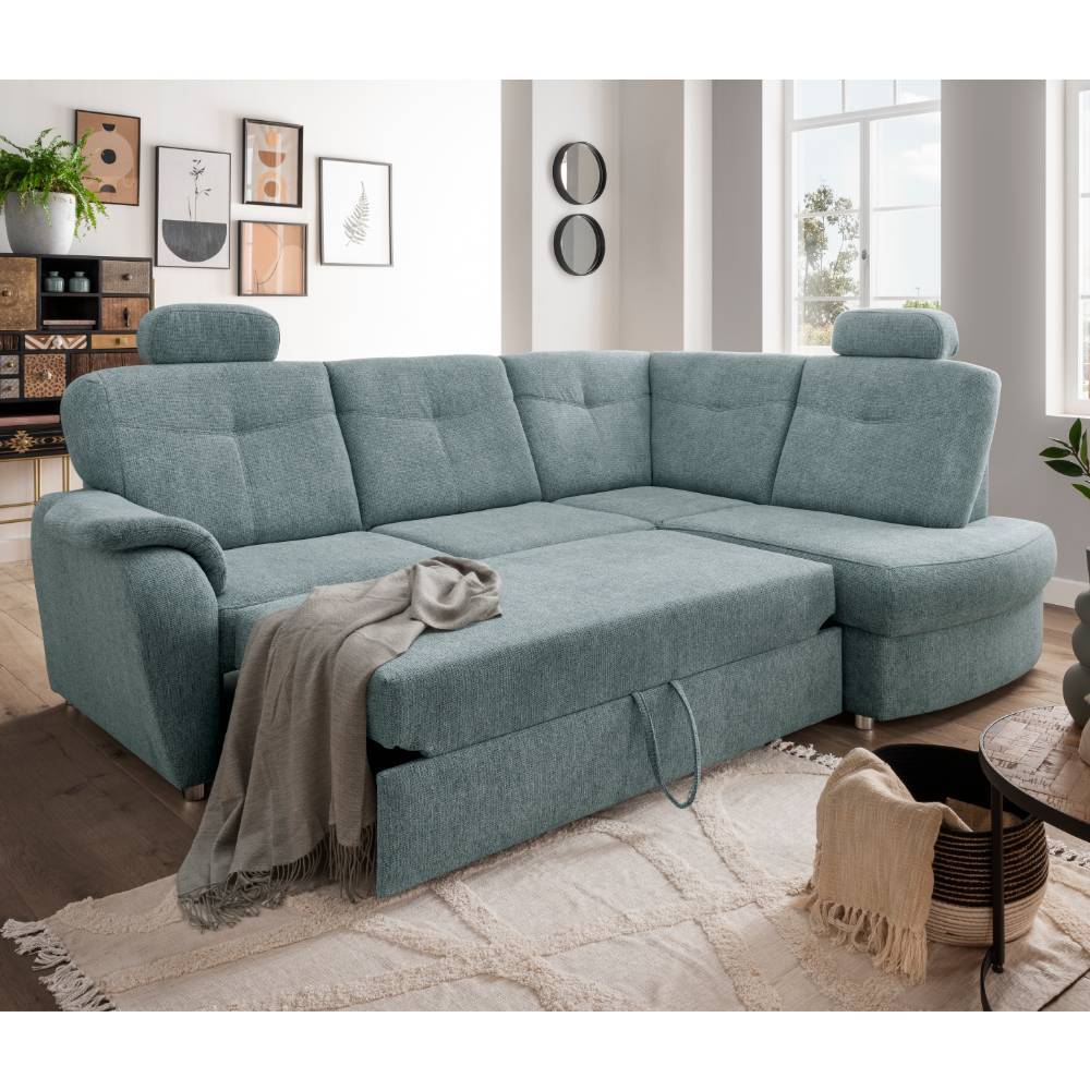 Ecksofa Durantus mit Schlaffunktion in Mintgrün