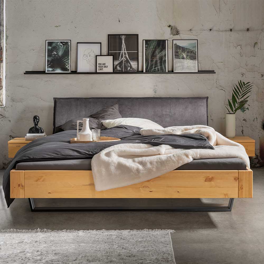 Doppelbett Brendas Kiefer Laugenfarben im Industry und Loft Stil