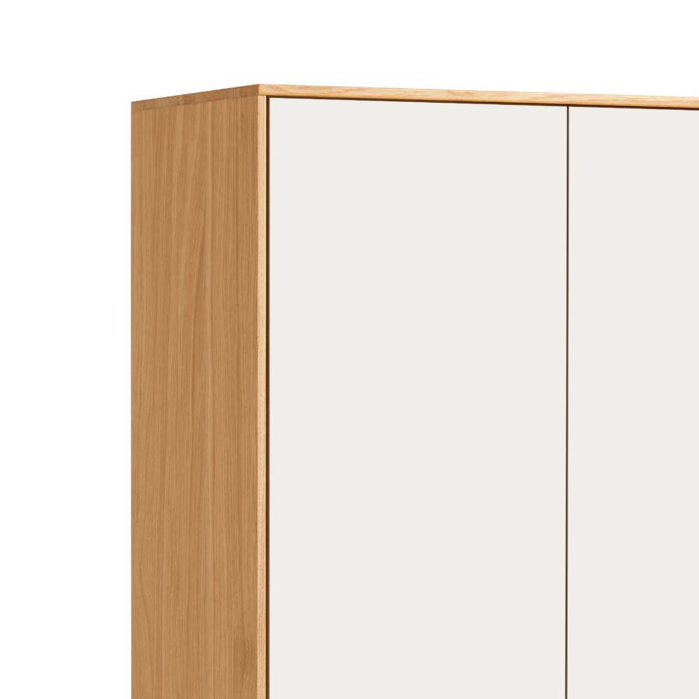 Garderobenschuhschrank Bedina in Eiche Bianco und Weiß