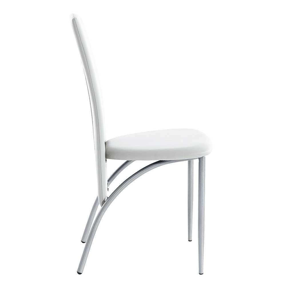Esstisch Stühle Jandaria in Weiß mit Gestell aus Metall (4er Set)