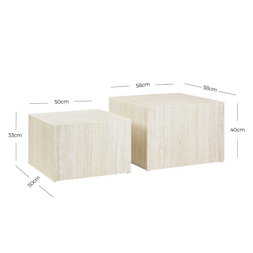 Beistelltische Sofa Endriko in Beige - Marmor Optik (zweiteilig)