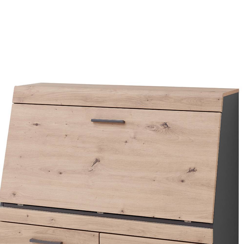Sekretärschrank Chemba 124 cm hoch in Wildeichefarben
