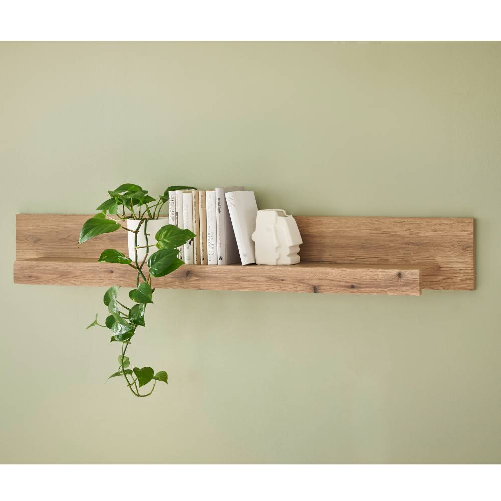 Wohnwand modern Cemutra in Eichefarben 200 cm hoch (vierteilig)