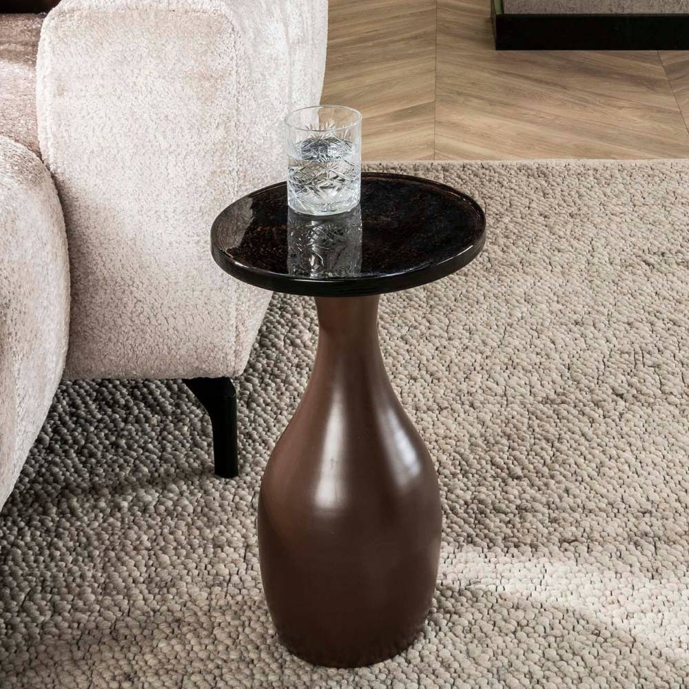 Beistelltisch Sionna mit Gussglas Platte 45 cm hoch
