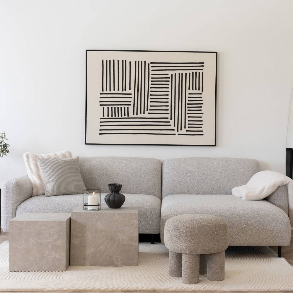 Ecksofa Candeloco in modernem Design aus Boucle Stoff