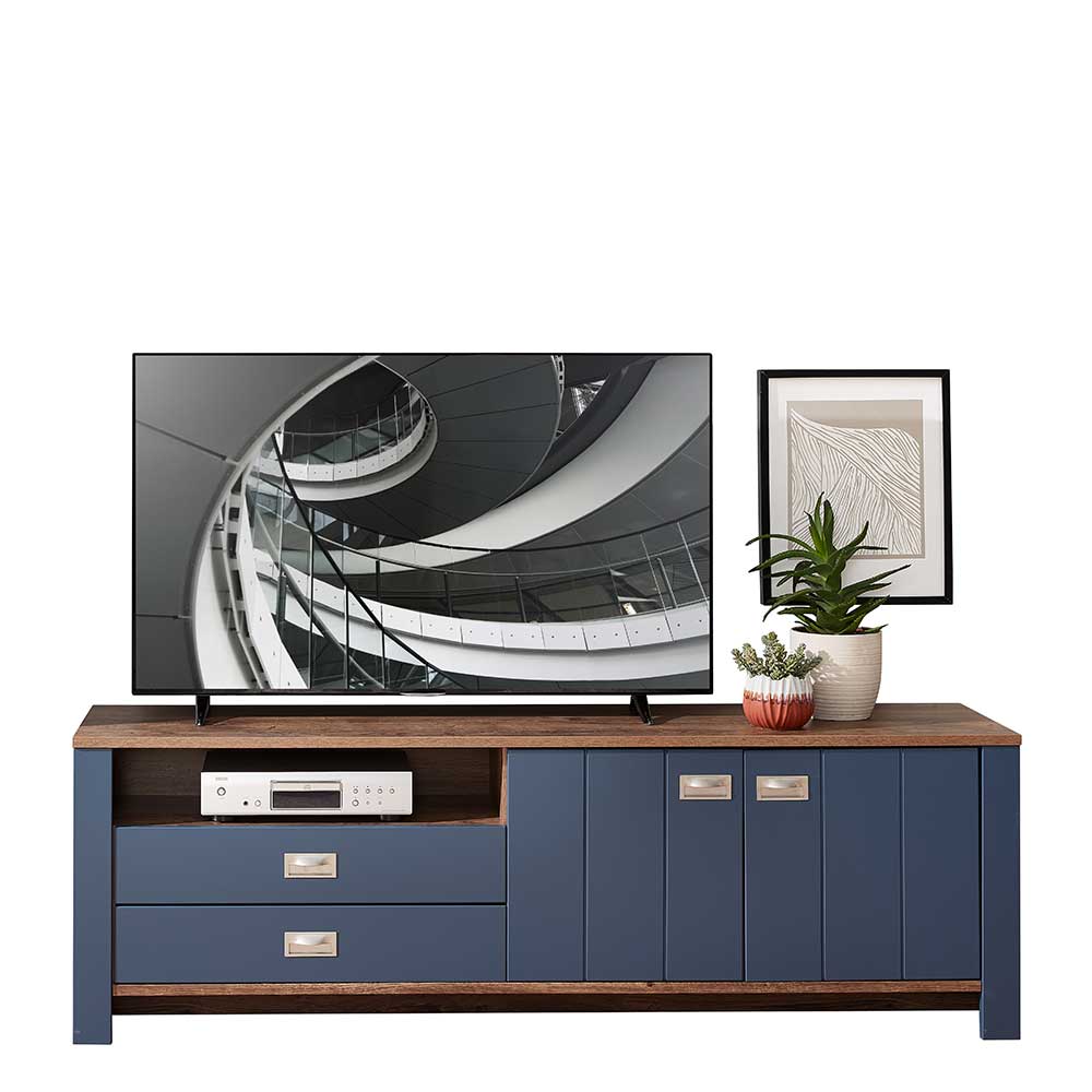 Landhausstil Fernseh Unterschrank Fanci in Blau 194 cm breit