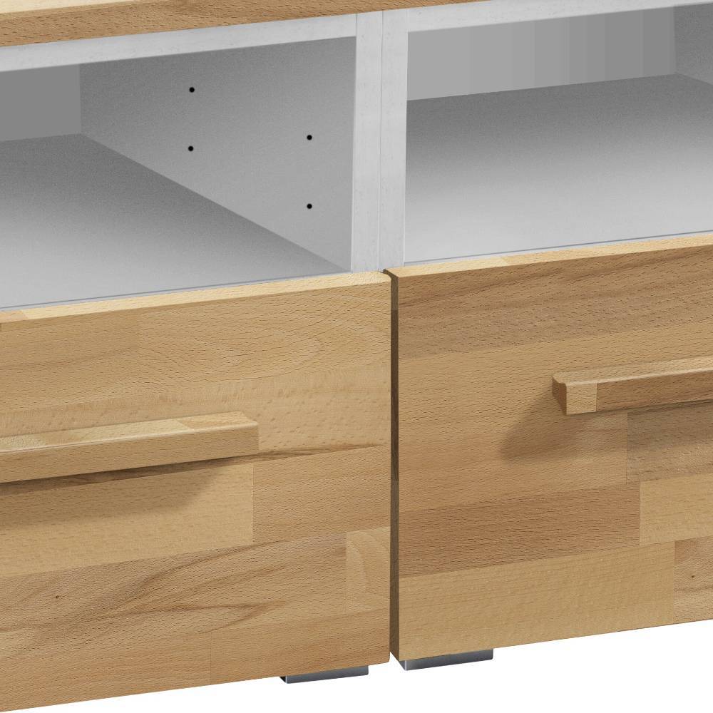 Fernseh Unterschrank Richard in Weiß und Kernbuchefarben