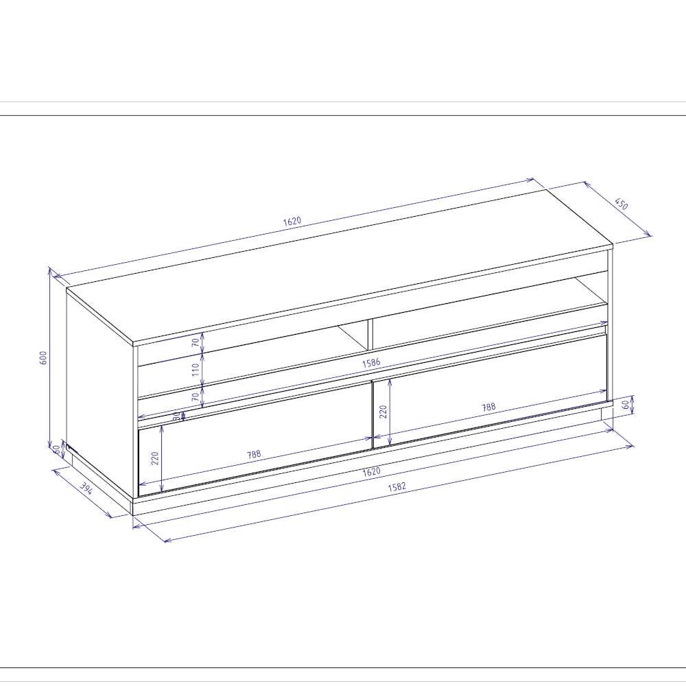 TV Lowboard Ikba mit zwei Schubladen 162 cm breit
