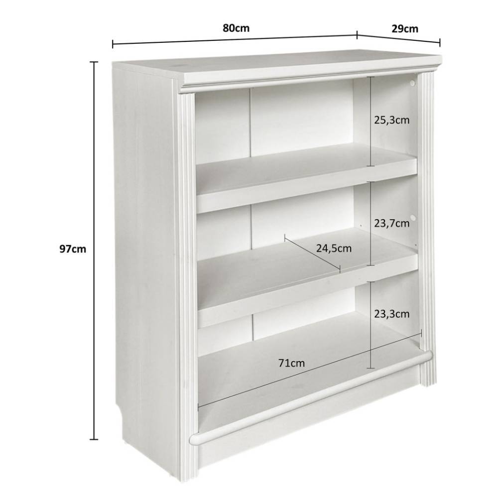 Bücherregal Claros aus Kiefer Massivholz im Landhausstil