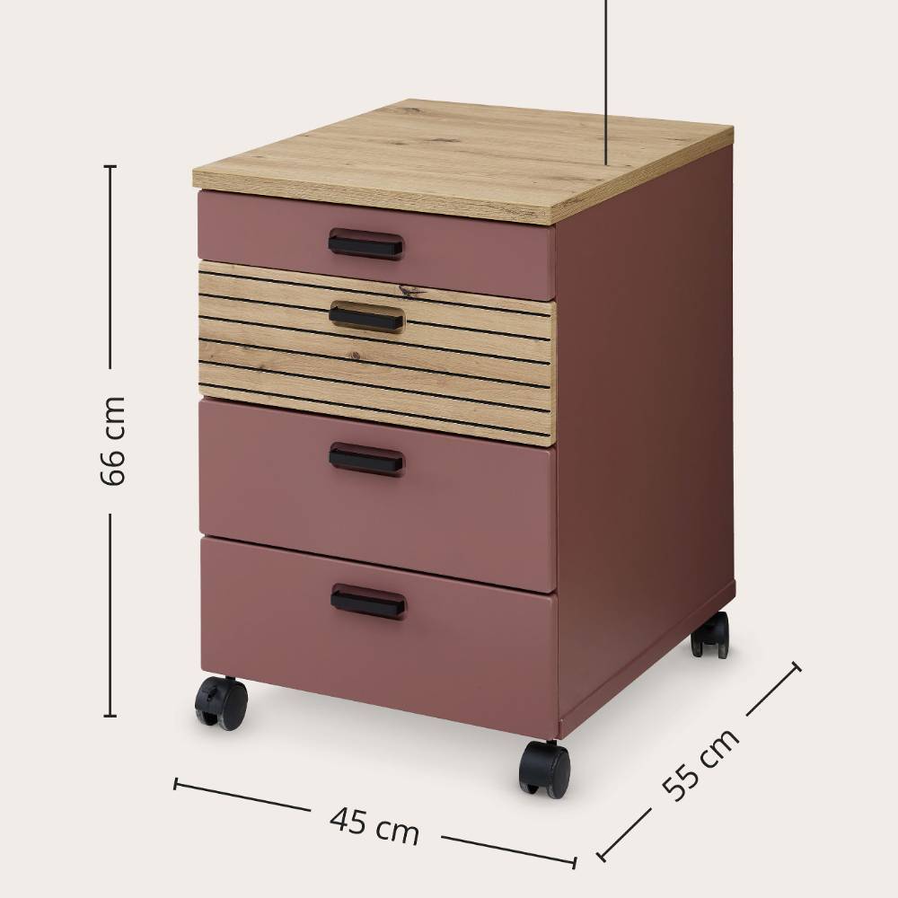 Schreibtisch Container Oyal in Altrosa 66 cm hoch