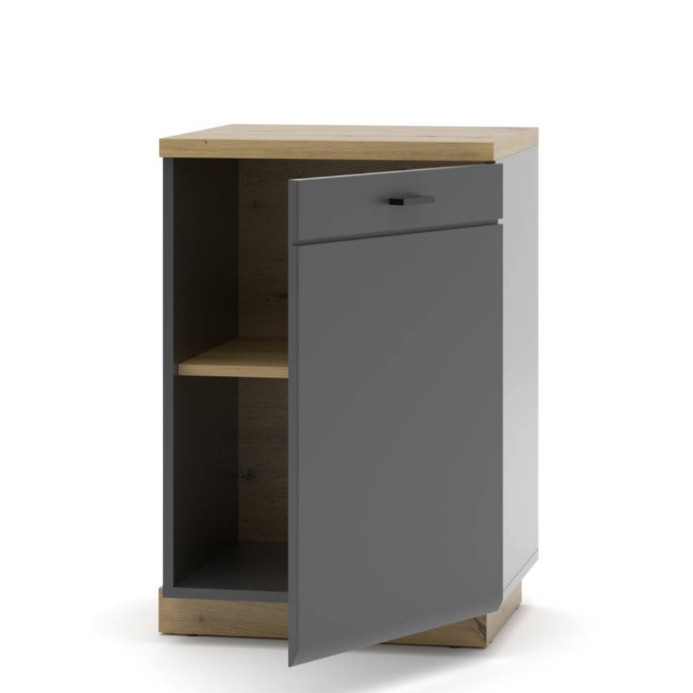 Design Wohnwand Yarisis in Dunkelgrau und Wildeichefarben (achtteilig)