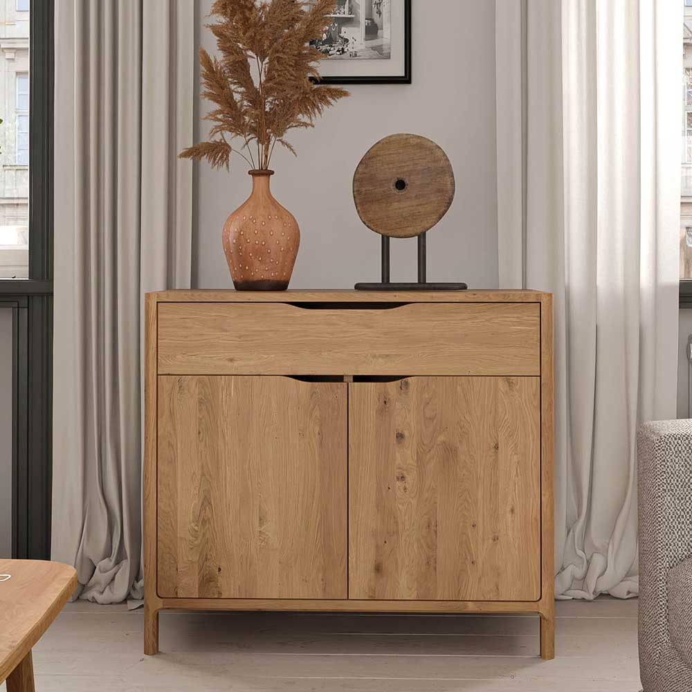 Moderne Kommode Koropi mit einer Schublade aus Wildeiche Massivholz