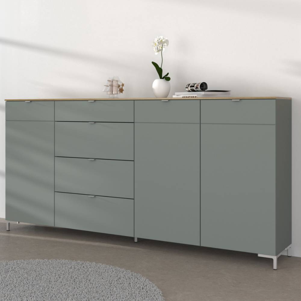 Esszimmersideboard Sua in Graugrün 220 cm breit