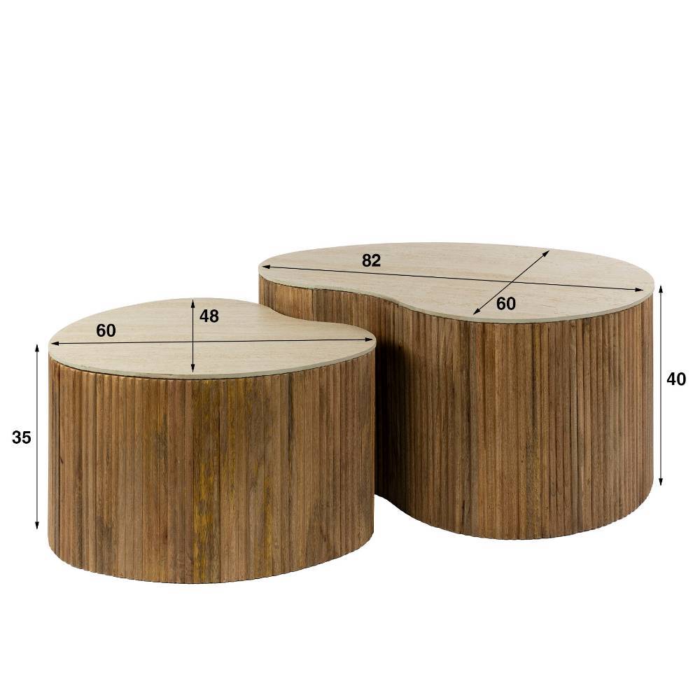 Wohnzimmertische Nongo 40 cm hoch in Nierenform (zweiteilig)