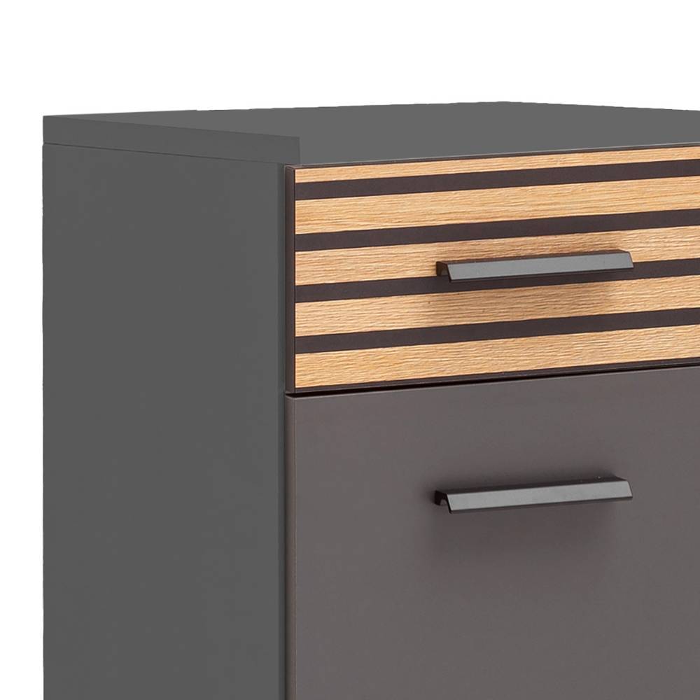 Kleiner Badezimmerschrank Bennus in Anthrazit und Paneeloptik