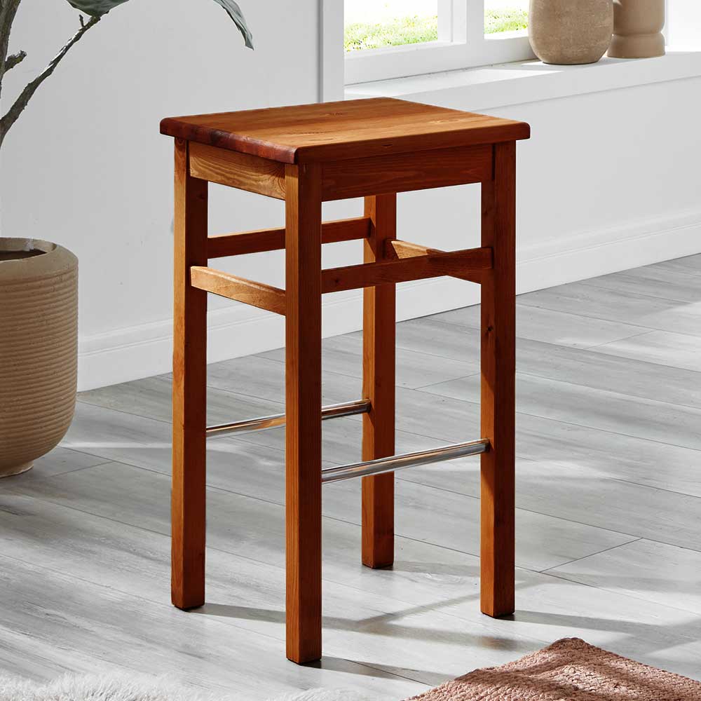 Kiefer Barhocker Kilazo in Bernsteinfarben 75 cm Sitzhöhe