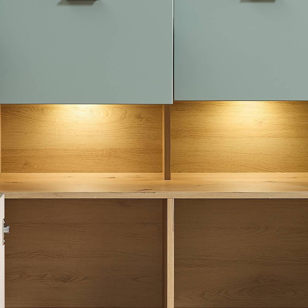 Wohnzimmer Highboard Ilitalcon in Graugrün mit zwei offenen Fächern