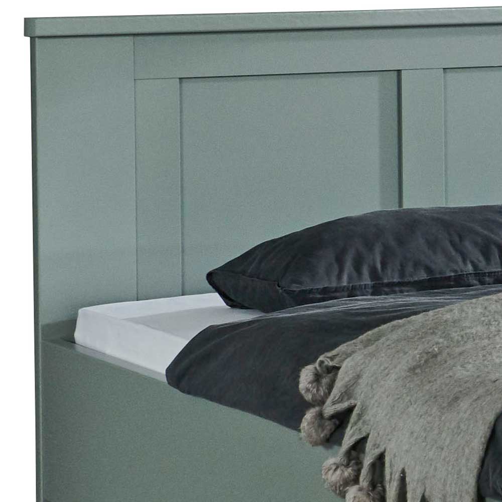 Doppel Bett 160 cm Forjan in Graugrün mit 48 cm Einstiegshöhe