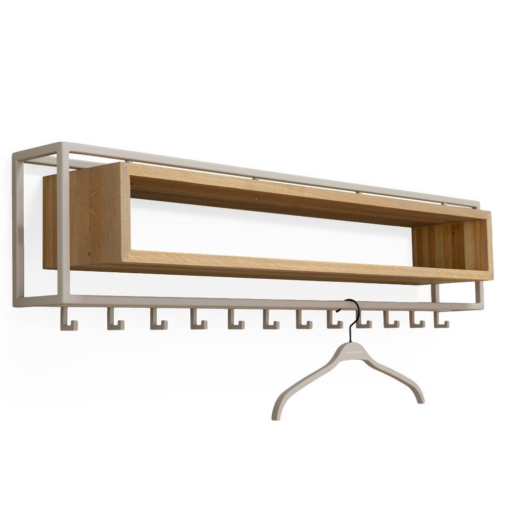 Hängegarderobe Compostela aus Eiche Massivholz und Stahl