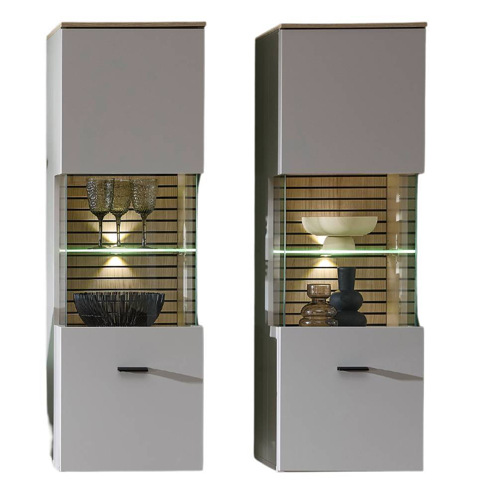 Wohnzimmer Anbauwand Jasefiana mit LED Beleuchtung 324 cm breit (sechsteilig)