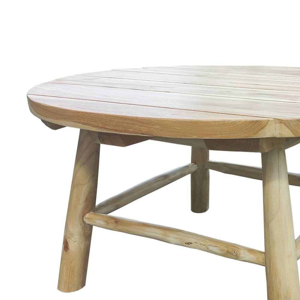 Outdoor Couchtisch Ronya aus Teak Massivholz in runder Form