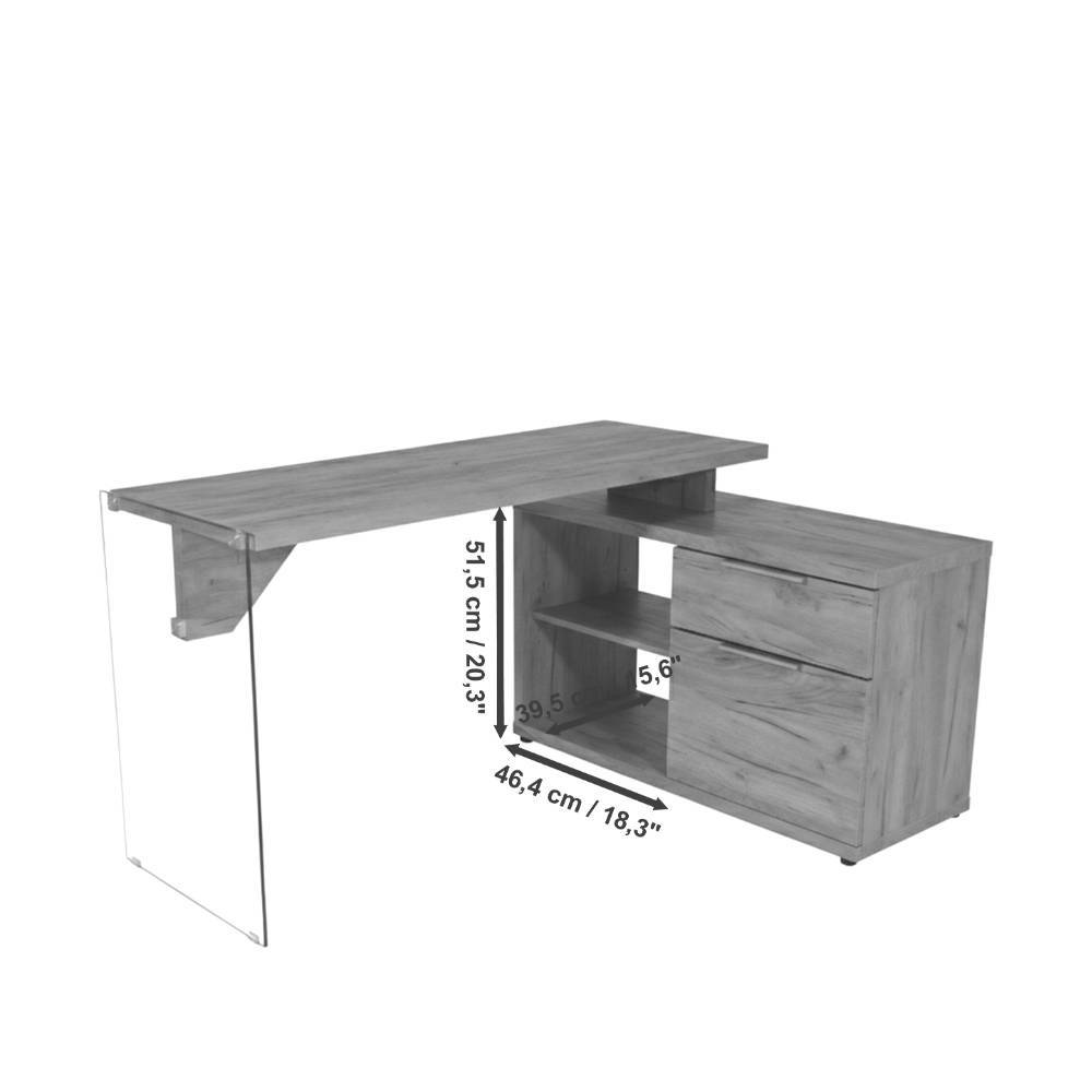 Designschreibtisch Olenka 142 cm breit mit Druckerablage