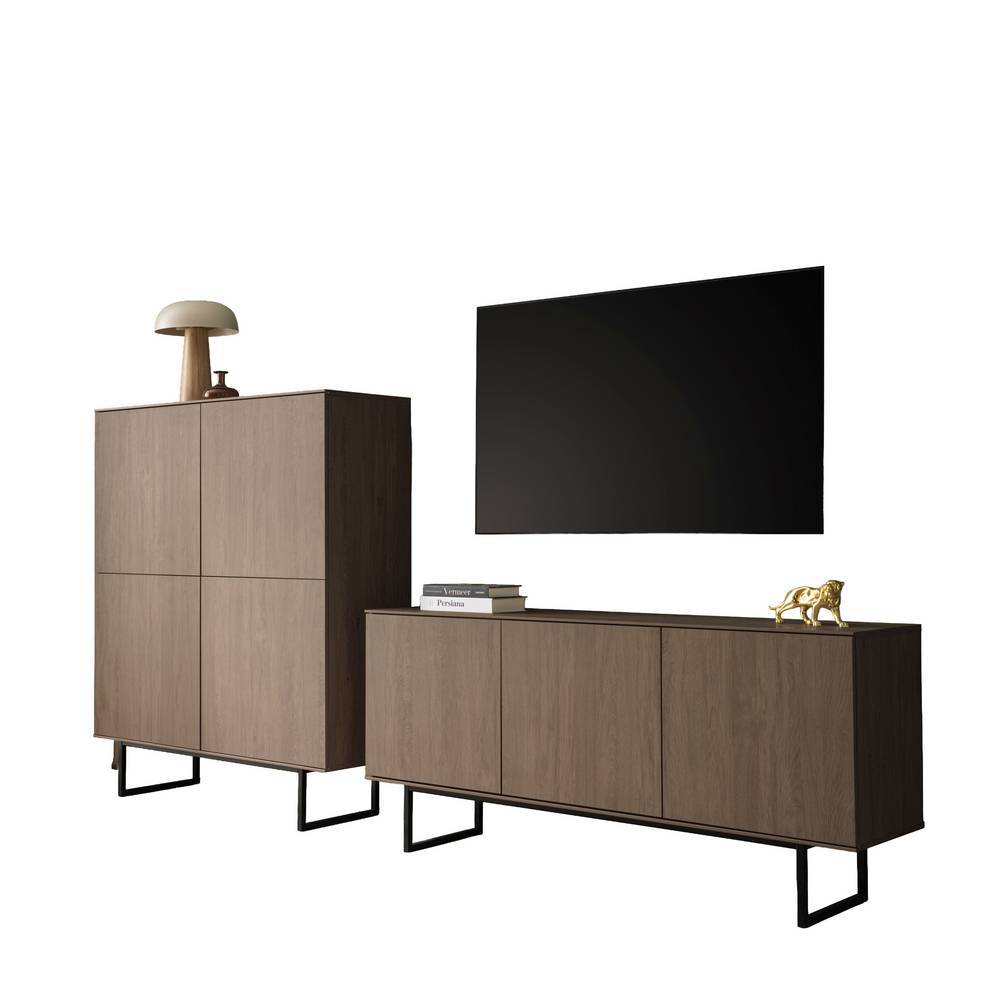 TV Wohnwand Anuta in Nussbaumfarben 137 cm hoch (zweiteilig)
