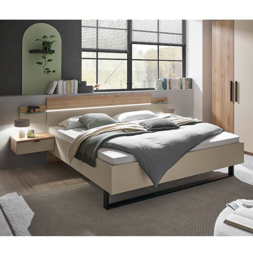 Komplettschlafzimmer Mero in modernem Design mit LED Beleuchtung (vierteilig)