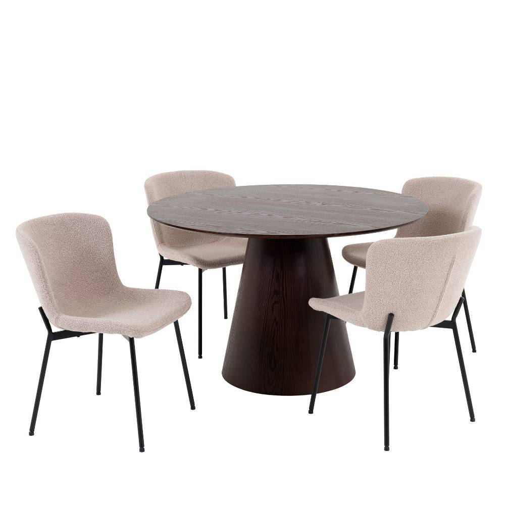 Essgruppe Rulissa in Beige und Dunkelbraun (fünfteilig)
