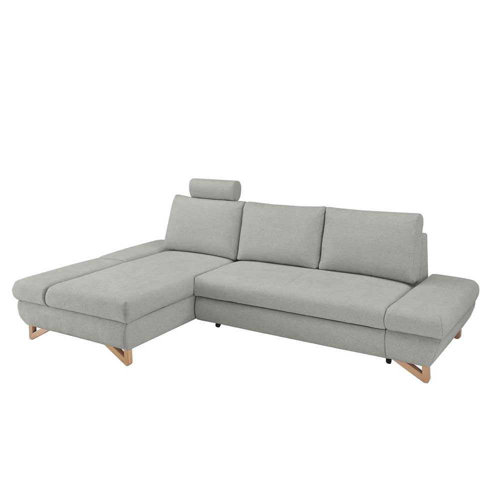 Sofa mit Bettfunktion Envus in Hellgrau im Skandi Design