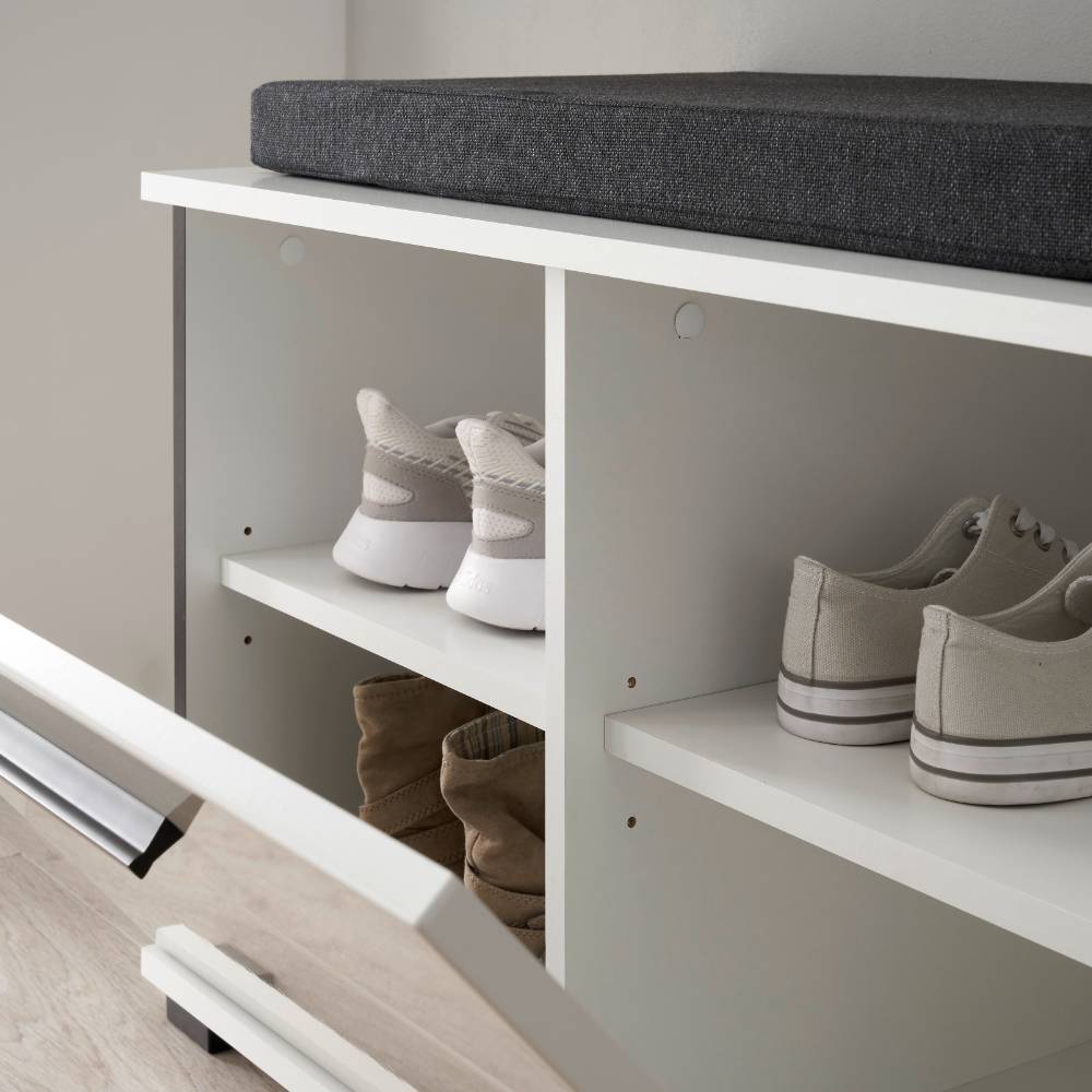 Flurgarderobe Bistian in Weiß mit Hochglanz Front (vierteilig)