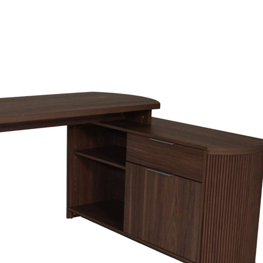 Designschreibtisch Jahina mit einer Schublade in Walnussfarben
