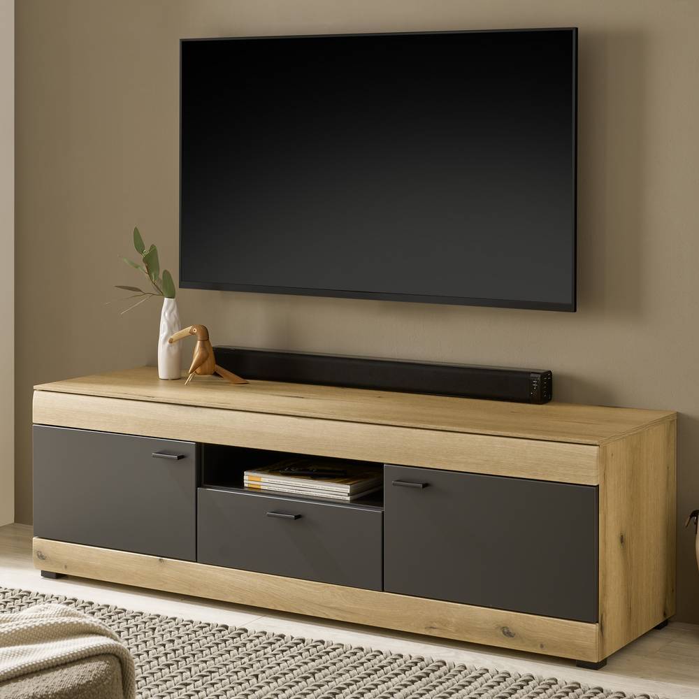 TV Lowboard Badehma mit einer Schublade und einem offenen Gerätefach