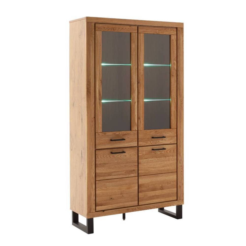 Wohnzimmervitrinenschrank Suzana im Industry und Loft Stil in Wildeichefarben