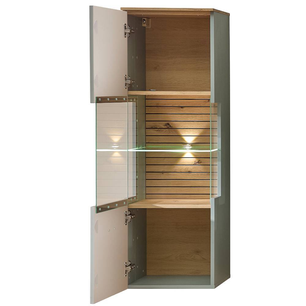 Vitrine Ilitalcon in Graugrün und Wildeichefarben