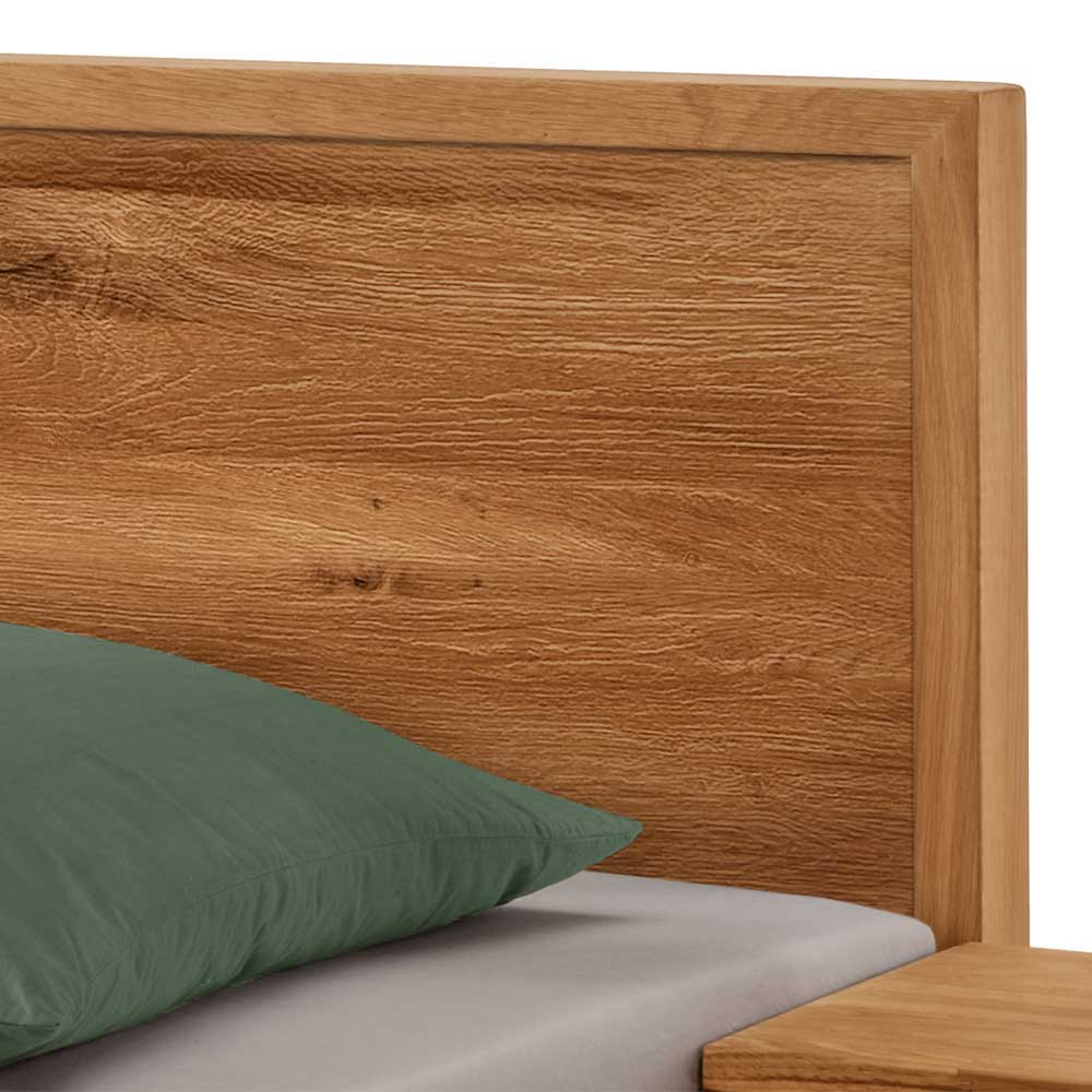 Wildeiche Doppelbett massiv Snoba Oberfläche geölt - 90 cm Kopfteil