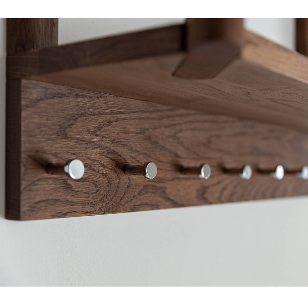 Wandgarderobe Sona in Eiche Tabacco mit Hutablage aus Holz